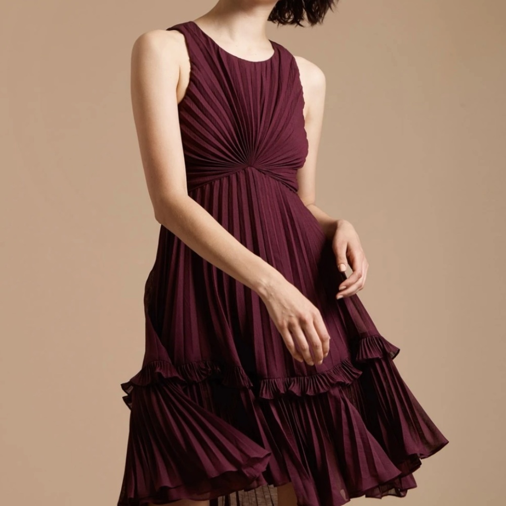 (NWT) Halston Pleated Burnout Georgette Dress